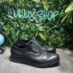 Cole Haan ZeroGrand Mens 13 Triple Black Wingtip Oxford Leather Dress Sneakers